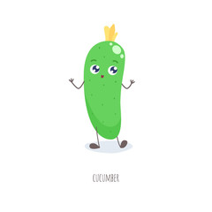 Cute cartoon cucumber vector illustration.