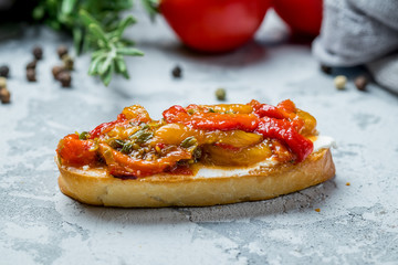 Bruschetta with roasted peppers