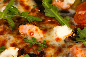 Pizza with salmon and mozzarella