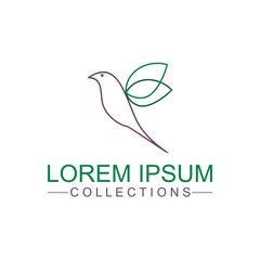 Flying Bird Logo design abstract vector template linear style. Dove Pigeon Logotype concept outline icon.