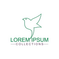 Flying Bird Logo design abstract vector template linear style. Dove Pigeon Logotype concept outline icon.