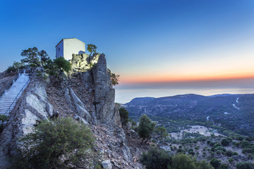 Fototapeta na wymiar The White Church of Holy Mary Krimniotissa on the island of Samothrace in Greece