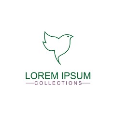 Flying Bird Logo design abstract vector template linear style. Dove Pigeon Logotype concept outline icon.