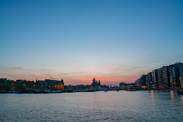 Night view of the Church of Saint Nicholas and cityscape