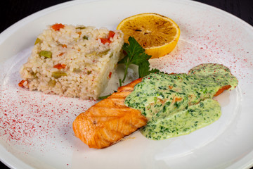 Delicious fried salmon