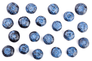 fresh ripe blueberry isolated on white background. Top view. Flat lay pattern