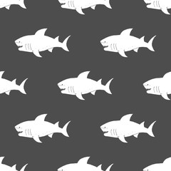 Obraz premium Shark seamless pattern, Hand drawn sketched doodle shark, vector illustration