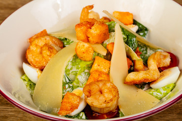 Caesar salad with prawn