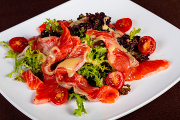 Salmon salad with mustard sauce