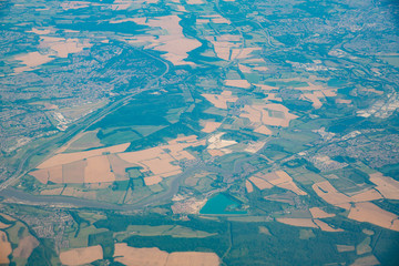 Aerial view of the beautiful landscape around West Sussex