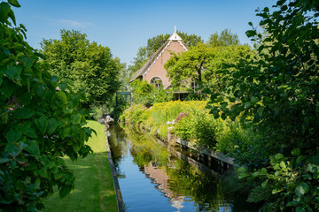 Beautiful canal view and traditional house of Giethoorn