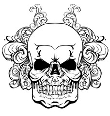 Skull with elements of a vegetative ornament