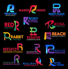 Business identity symbols with letter R