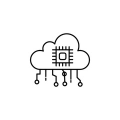 Artificial cloud concept line icon. Simple element illustration. Artificial cloud concept outline symbol design from artificial intelligence set