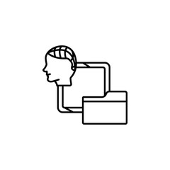 Smart brain file concept line icon. Simple element illustration. Smart brain file concept outline symbol design from artificial intelligence set