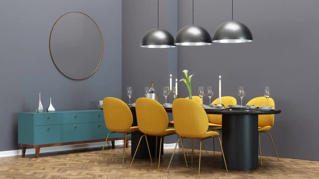 Modern retro-style dining room