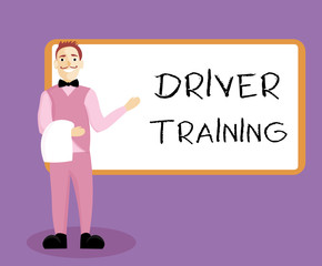 Writing note showing Driver Training. Business photo showcasing prepares a new driver to obtain a driver's license.