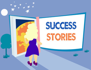 Word writing text Success Stories. Business concept for life of rule models from how he started to his death.