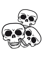 familie crew 3 freunde team trio schädel skelett tot tod knochen kopf horror halloween maske totenkopf böse comic cartoon clipart lus