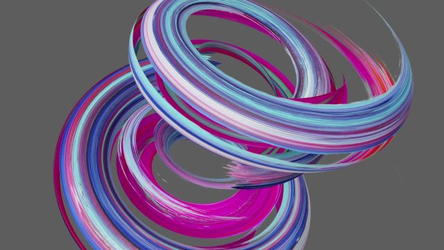 3d render, spinning pink blue gouache brush stroke isolated on grey, paint smear, artistic splash, abstract background