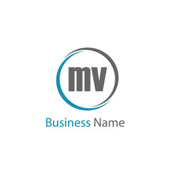 Initial Letter MV Logo Template Design