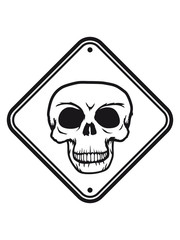 eckig achtung vorsicht schild hinweis gefahr danger schädel skelett tot tod knochen horror halloween maske kopf totenkopf böse comic cartoon clip
