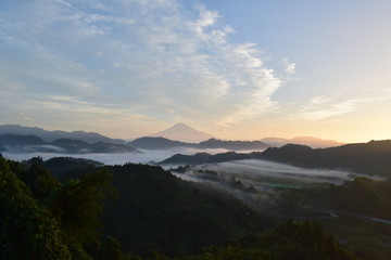 Obraz premium 富士山 朝日 静岡市 雲海 山 吉原