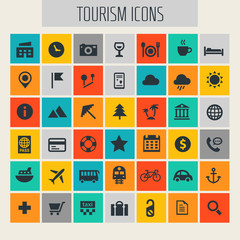 Big travel, tourism and weather icon set