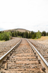 On the rail line, looking along the train track