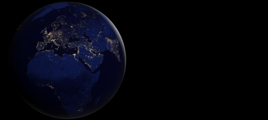 world focused on Europe with night lights. elements of this image furnished by NASA