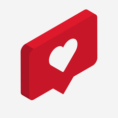 Like isometric Icon. 3d design with heart. Vector