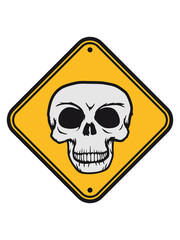achtung vorsicht schild hinweis gefahr danger schädel skelett tot tod knochen horror halloween maske kopf totenkopf böse comic cartoon clip