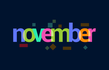 November Colourful Overlapping Vector Letter Design in Dark Background