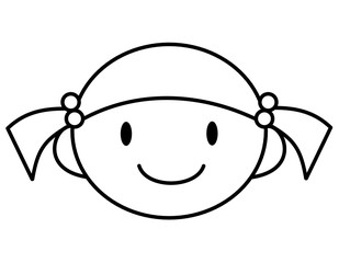 Obraz premium 女の子飾り目口(線画)