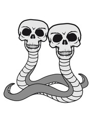 Fototapeta premium 2 freunde team paar duo schlange monster gruselig schädel skelett tot tod knochen horror halloween kopf totenkopf böse comic cartoon clip