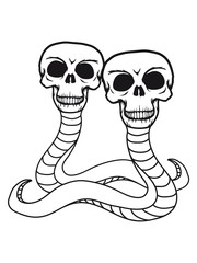 Fototapeta premium 2 freunde team paar duo schlange monster gruselig schädel skelett tot tod knochen horror halloween clipart kopf totenkopf böse comic cart