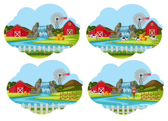 Set of farming scenes