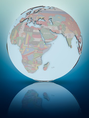 Obraz premium Djibouti on political globe