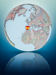 Obraz premium Spain on political globe