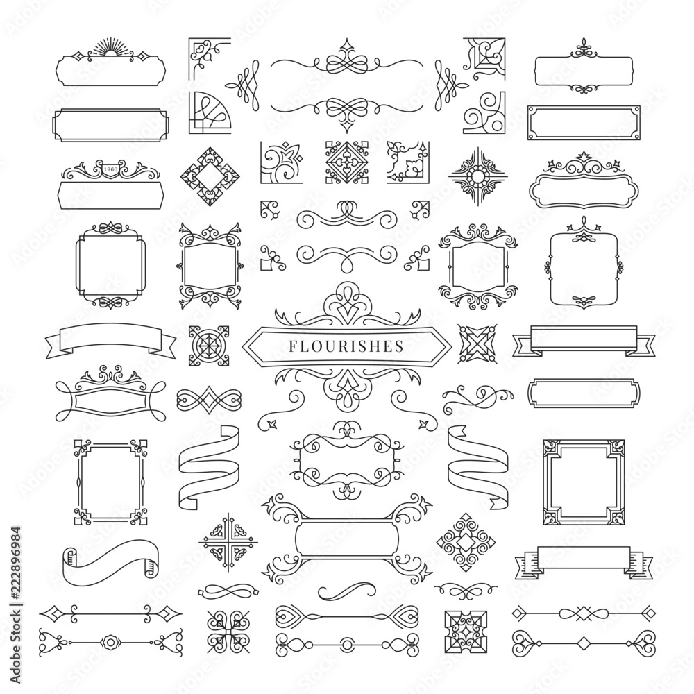 Wall mural collection of vintage ornament frame illustration - Wall murals