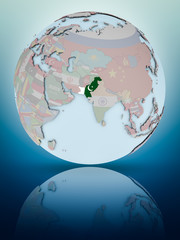 Obraz premium Pakistan on political globe