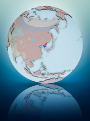 North Korea on political globe