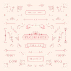 Collection of vintage ornament frame illustration