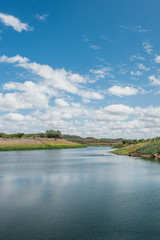Obraz na płótnie Canvas Weir, artificial lake, Açude at São Domingos do Cariri, Paraíba, Northeast of Brazil