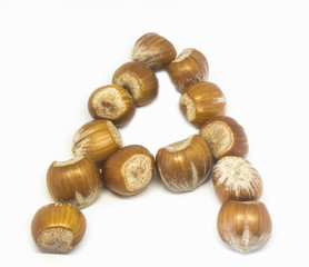 The letter a made of nuts