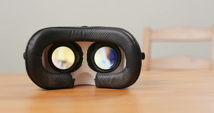 VR device play video inside and put on the table