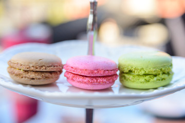 Pink, Green and Brown macarons for relaxing time