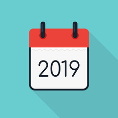 2019 Calendar icon minimal modern flat design style