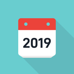 2019 Calendar icon minimal modern flat design style
