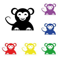 Naklejka premium Elements of monkey in multi colored icons. Premium quality graphic design icon. Simple icon for websites, web design, mobile app, info graphics